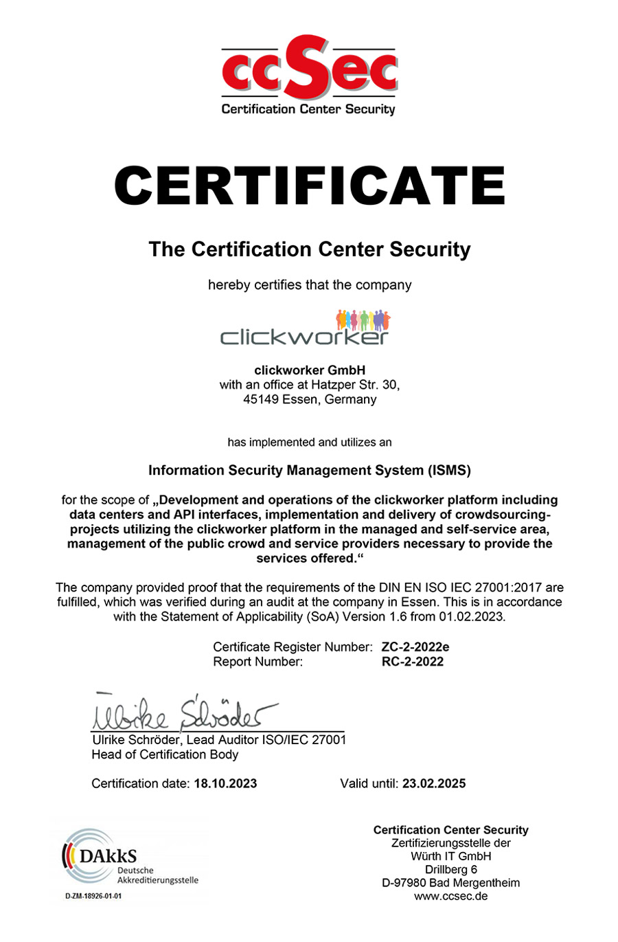 ISO certification