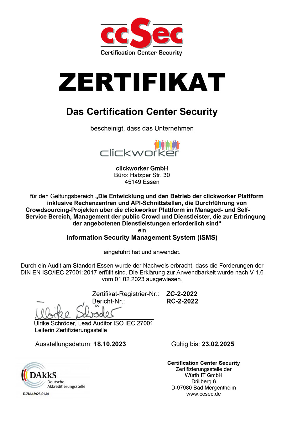 ISO certification