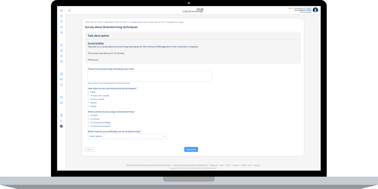 Clickworker App - Desktop