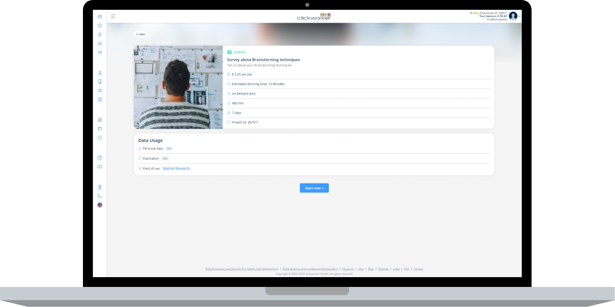 Clickworker App - Desktop